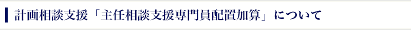 計画相談支援「主任相談支援専門員配置加算」について